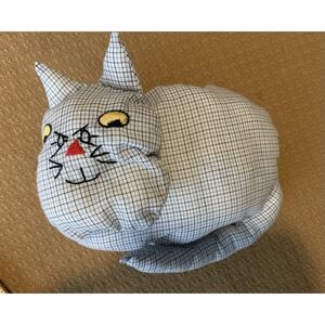 Vintage Handmade Cat Kitty Stuffed Plush Couch Pillow Unique 11 Inch‎